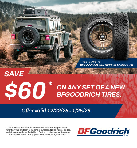 Save $60 on any set of 4 new BFGoodrich tires.